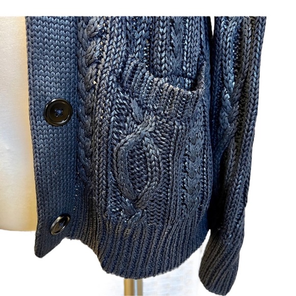 RALPH LAUREN 100% SILK BLACK LABEL CABLE KNIT
CARDIGAN - Picture 4 of 8